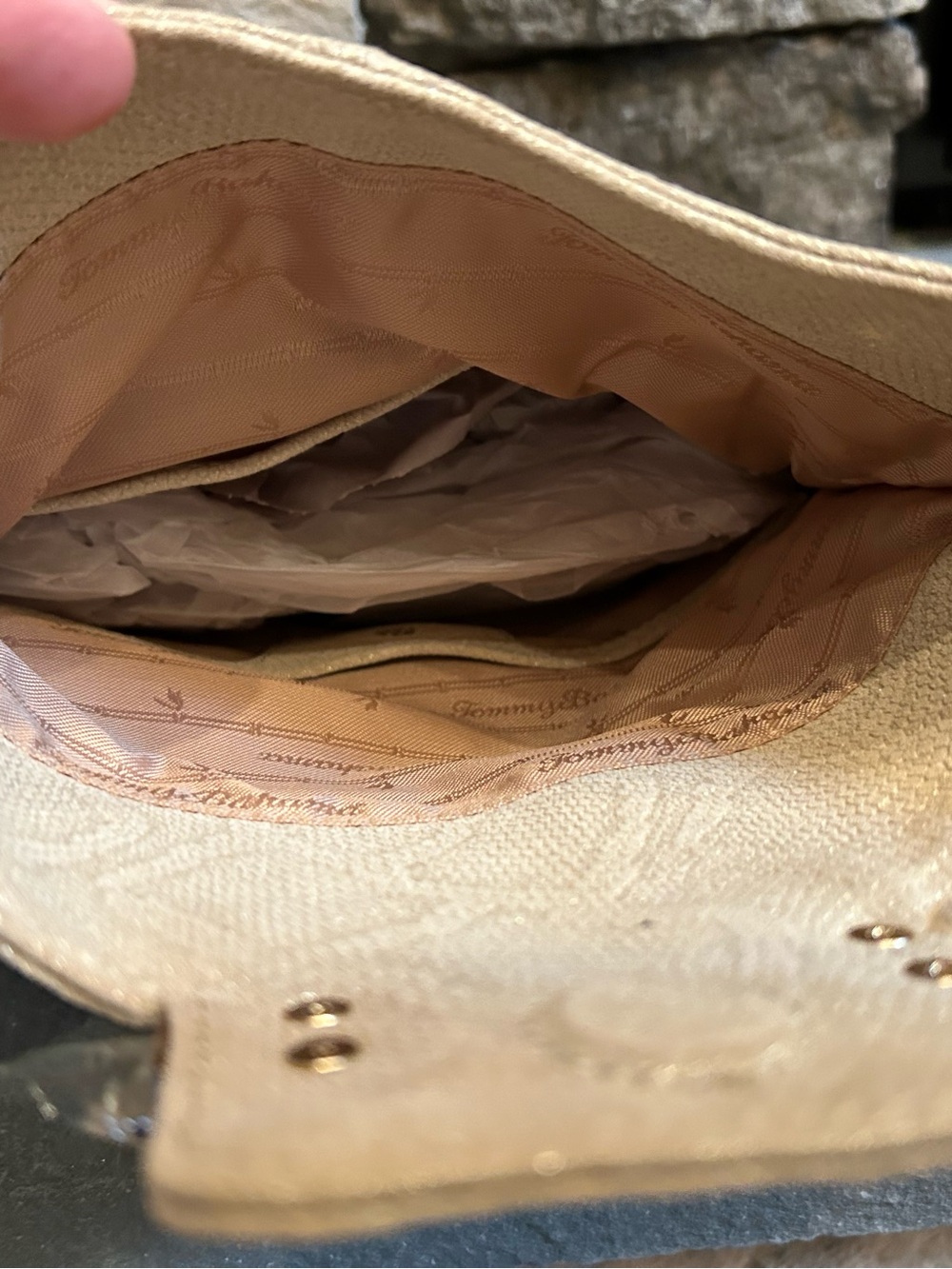 Tommy Bahama Beige Feather-Embellished Crossbody Bag - Picture 3 of 3